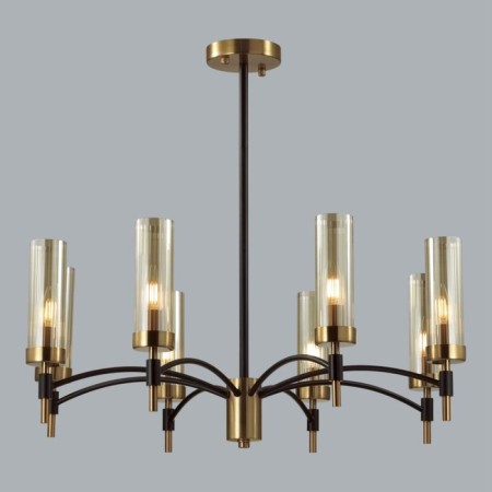 Cell chandelier Lumion. Sharon, 8x40W, E14, 465-615x770x770 mm, black color, brass