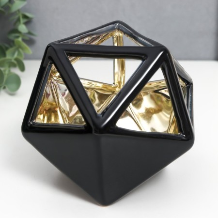 Ceramics candlestick for 1 candle "polyhedron" inside gold MIX 11x14x12.5 cm-3