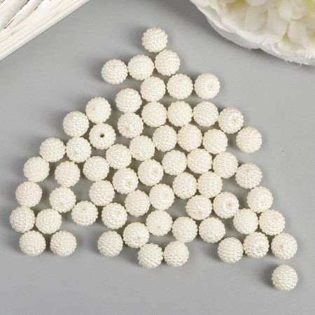 Beads for creativity plastic "ribbed" pearl set d = 1 cm 20 g-2