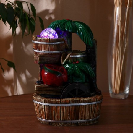 Fountain "Mill under the palm trees" 18x14x26 cm (with backlight)-2