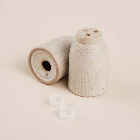 Set for spices ceramic SL Home "Vento", 2 items: Solonka 80 ml, list of 80 ml, beige color-2
