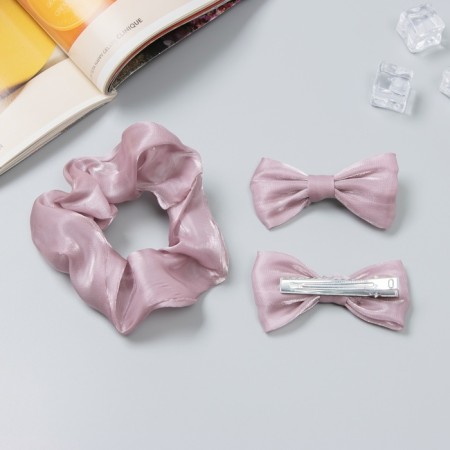 Hair set "Felicia" (elastic band 7 cm, 2 clamps 6.5 cm) classic, pink-2