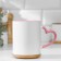 Sublimation mug with a figured hand "Heart" pink inside and pen standard 320ml