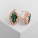 Earrings with rhinestones "Edel" Ellipse openwork, emerald color in pink gold