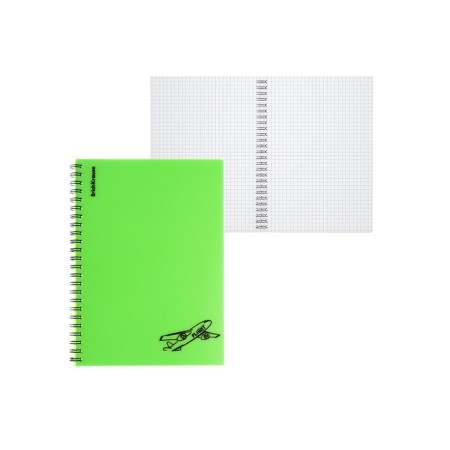 Notebook A5 80 sheets in a cage on a spiral Erichkrause Motion, with a plastic cover green,