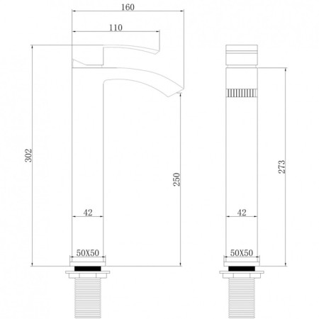 ABBER WASSERFALL AF8611 shell mixer, single -leaf, pour 160 mm, chrome-2
