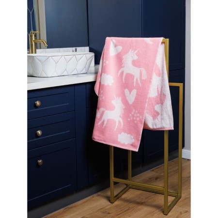 Terry towel unicorn, size 30x50 cm, pink color