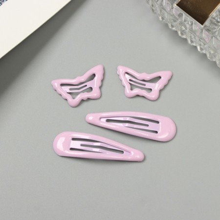 Invisible hair "Enico" (set 4 pcs) butterfly, 5 and 3 cm, lilac-1