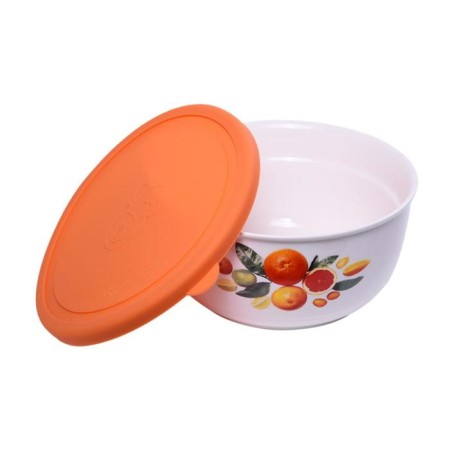 A set of 2 ceramic salad bowls with silicone covers, 0.6/1.2 l-3