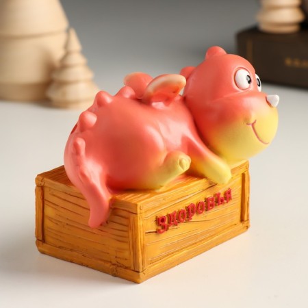 Piglite Polystone "Dragon on a drawer with a wish - health" 10x7x7.5 cm-1
