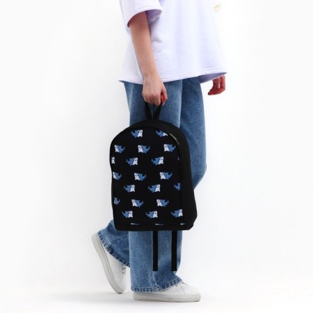 School textile “Sharks”, 38x14x27 cm, black color Black-7