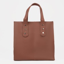 Bag Women's Tout with zipper, brown color
