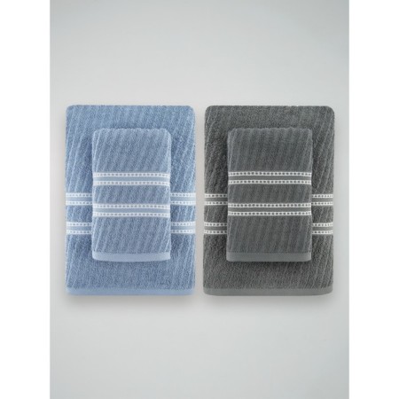 A set of tanks of terry Grey & Blue, size 50x80 cm-2 pcs, 70x130 cm-2 pcs, multicolor-4