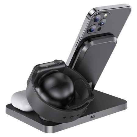Wireless charger Hoco CW33 3-B-1, 15 W, Type-C, 2 A, black-3