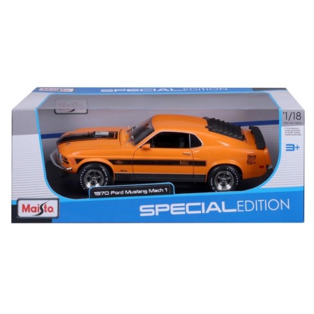 MASTO DIE-CAST 1970 FORD MUSTANG MACH 1, 1:18, Orange color with print-10