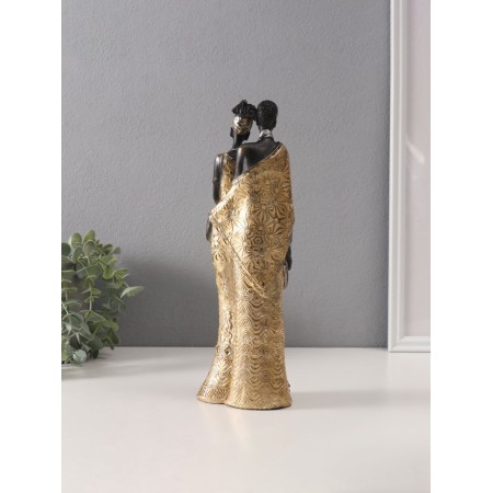 Souvenir Polystone "African Family" outfit with gold patterns 30.5x7.4x10.2 cm-2