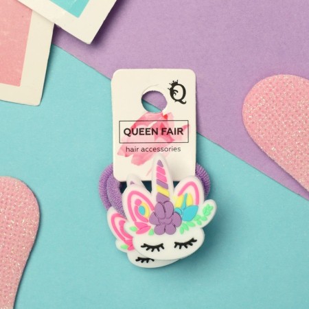 Hair elastic band "Baby" (set 2 pcs) Unicorn tenderness, 3 cm, lilac