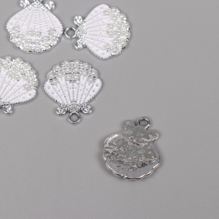 Decor for creativity metal, rhinestones "shell" silver 2.1x1.8x0.3 cm-1