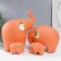 Souvenir ceramics "Four elephants" Orange set 4 pcs 7.5x9.5 17x21 27x22.5 cm