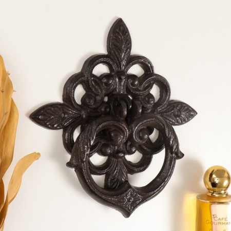 Door hammer of cast iron "Flower key" 20.5x19.5x2.5cm-2