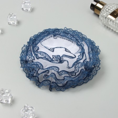 Hair elastic band Bant "Schoolgirl" wave lace contrast, 15 cm, blue-white