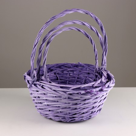 A set of baskets of 3 pcs, d38x17xh42 cm, lilac, willow-1