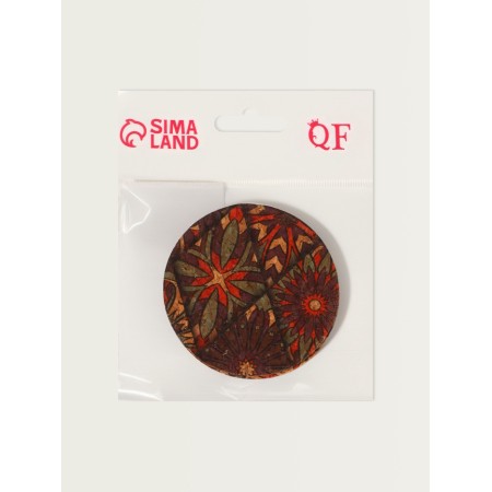 Mirror folding "Ornament", D = 7.2 cm, with an increase, brown/orange color-5