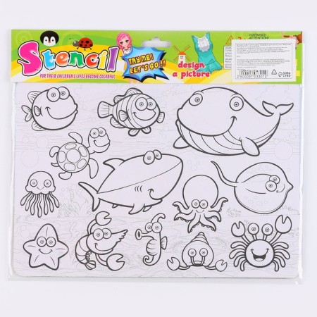 Stencil for kids "sea inhabitants" with coloring-6