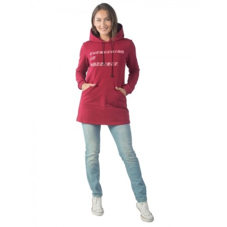 Women's tunic EVERYTHING IS Possible, size 44, burgundy color