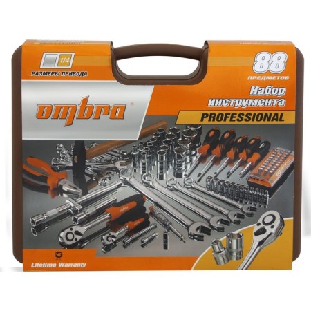 Набор инструмента Ombra OMT88S, 1/4", 3/8", 1/2", 4-32 мм, 88 предметов-2