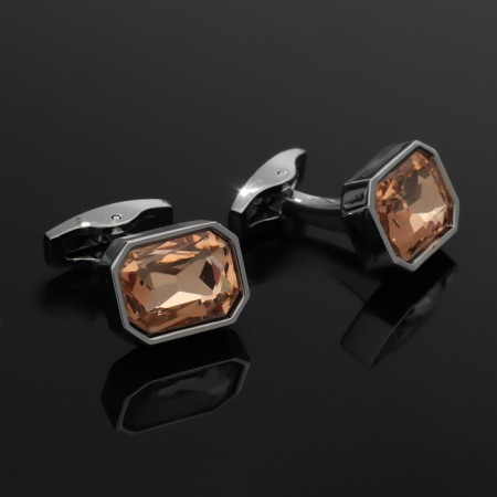 Cufflinks "elegance", orange color in silver