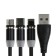 Magnetic cable 3 in 1, microUSB/type -C/Lightning - USB, without data transfer, 1 meter, black