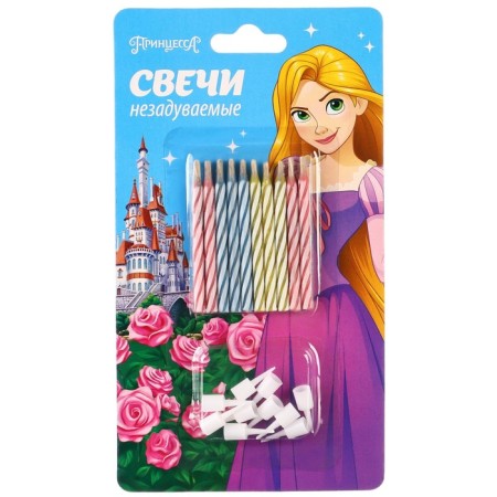 Set of candles untouched for a cake, 10 pcs, princesses-2