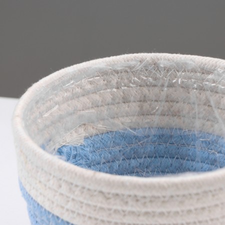 Kashpo wicker "Namibia", 15.5x15.5x13.5 cm, natural, blue, white-3