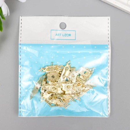 Castle metal for casket gold + nails. set 10 pcs 1.9x3 cm-4
