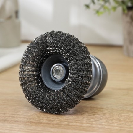 Wash brush with dispenser for detergent, metal sponge-3