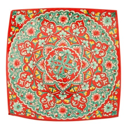 Largan Rishtan ceramics "Patterns", 32 cm, square, blue mix-3