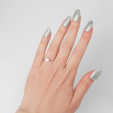 Ring "Classic" crystal, white color in silver, dimensionless-1