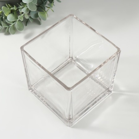 Glass of glass per 1 candle "Square" transparent 12x12x12 cm-3