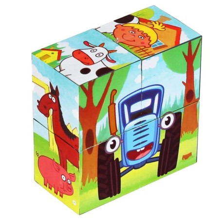 A set of 4 cubes "Blue Tractor"