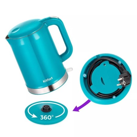 Electric KitFort KT-6649 kettle, 1.5 l, 2200 watts, blue-3