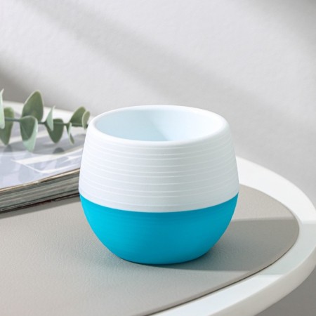 Pot for flowers with the Podon "Japan", 125 ml, d = 8 cm, h = 6.5 cm, white-turquoise color