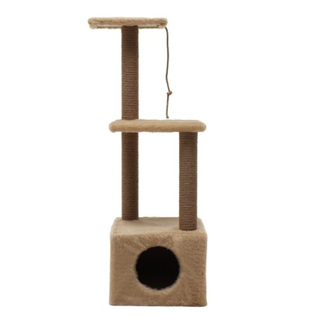 House for cats with a claw, with two shelves, jute, 37 x 37 x 111 cm, beige-5