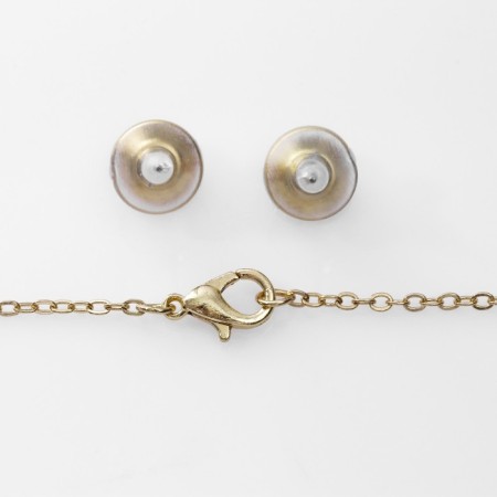 Set 2 objects: earrings, pendant “drops” quartet, red-white color in gold, 48 cm-2