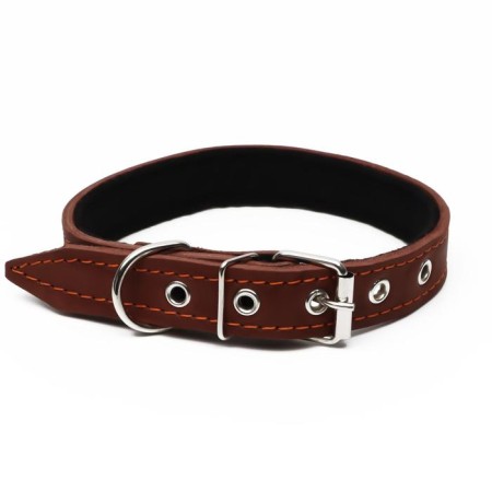 Leather collar on synthetic winterizer, 56 x 2.5 cm, Osh 35-45 cm, brown-1