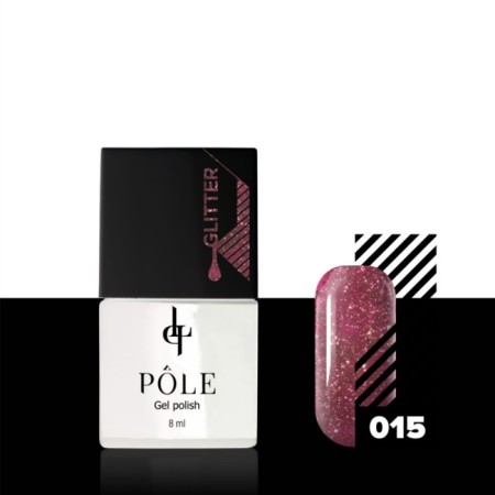 Pole Glitter gel polish, No. 15 Wild strawberries, 8 ml