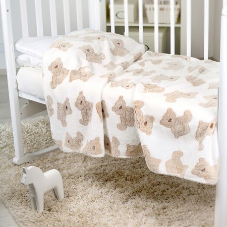 ULTRASOFT plaid, size 75 × 100 cm, beige bear print-5