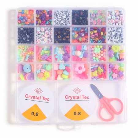A set for creating jewelry with a Russian alphabet, 24 types of beads, 2 fishing lines, scissors-1