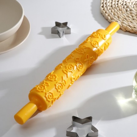 Skalka confectionery “Flower”, 37 cm, working part 25 cm, textured, yellow color-1
