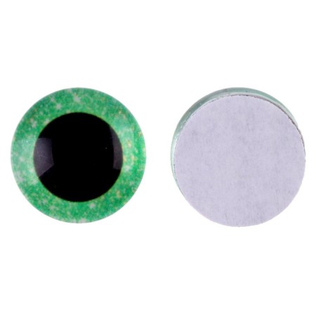 Elose -based eyes, set of 10 pcs., Size 1 pc. - 16 mm, green color with sparkles